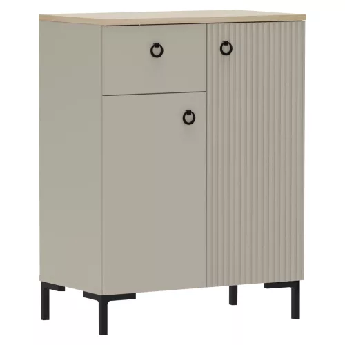 Komód, szürkésbarna Taupe/silverjack tölgy, DOMCA 2D1S