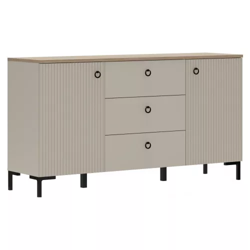 Komód, szürkésbarna Taupe/silverjack tölgy, DOMCA 2D3S