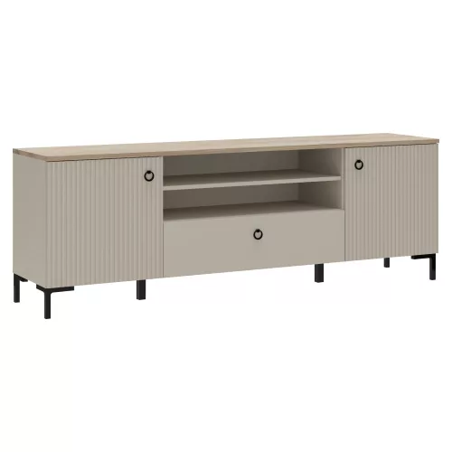 TV-állvány, szürkésbarna Taupe/silverjack tölgy, DOMCA 2D1S