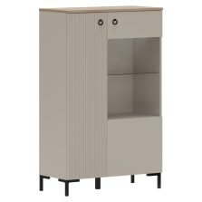   Alacsony vitrin, szürkésbarna Taupe/silverjack tölgy, DOMCA 1D1W/140