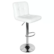 Bárszék, fehér textilbőr/króm, KANDY 2 NEW