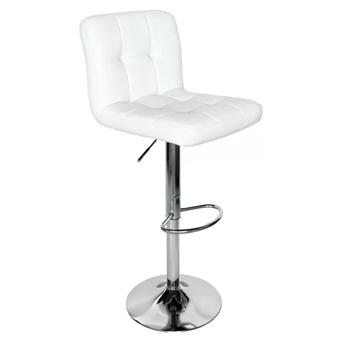 Bárszék, fehér textilbőr/króm, KANDY 2 NEW