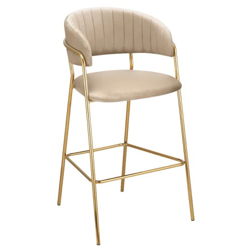 Design bárszék, bézs Velvet szövet/gold króm arany, DASMIN NEW TYP 2