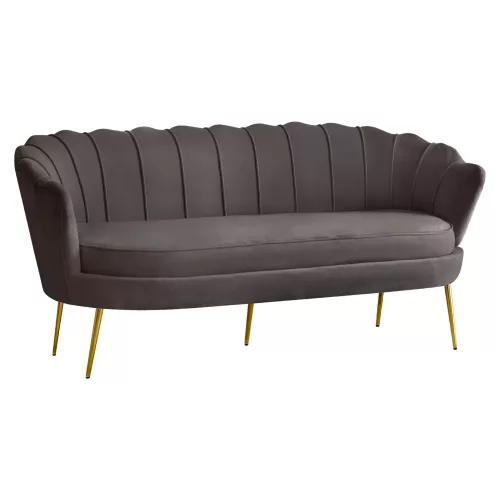 Luxus kanapé, 3 személyes, szürkésbarna Velvet szövet/arany, Art-deco, NOBLEO TYP 2