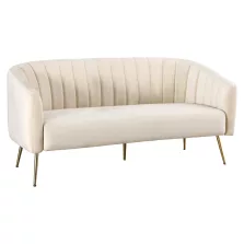   Design 3-as ülés kanapé, bézs Velvet szövet/gold króm-arany, BAGY