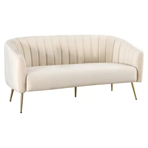 Design 3-as ülés kanapé, bézs Velvet szövet/gold króm-arany, BAGY