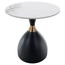 Dohányzóasztal, fehér márvány/fekete/arany, ODIS NEW