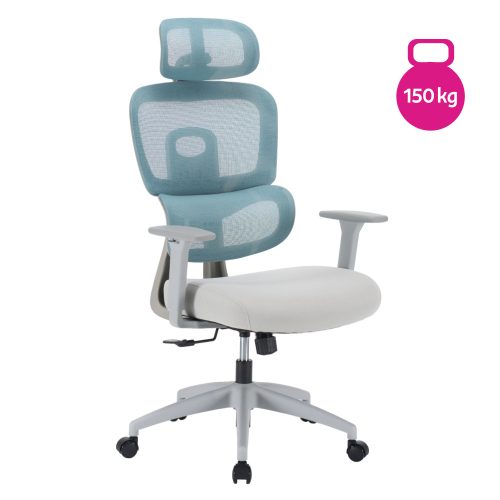 Irodai szék, neomint/világosszürke/szürke, teherbírás 150 kg, ERMEN