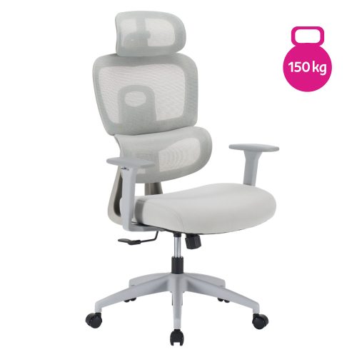 Irodai szék, világosszürke/szürke, teherbírás 150 kg, ERMEN