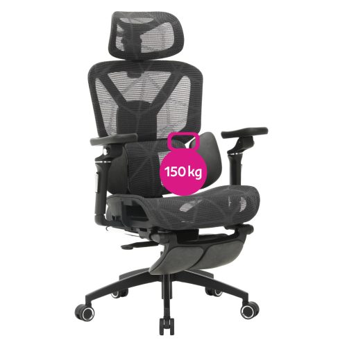 Irodai szék, sötétszürke/fekete, teherbírás 150 kg, VILMER