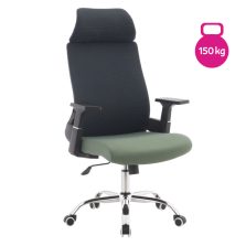   Irodai szék, sötétszürke/zöld/króm, teherbírás 150 kg, HOLGER