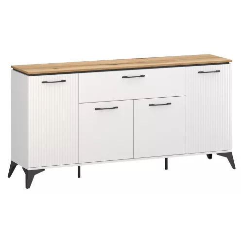 Komód, fehér/evoke tölgy, VELIS 4D1S