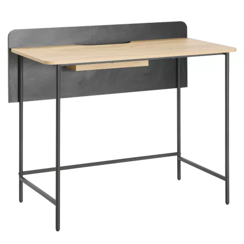 Számítógépasztal, tölgy/fekete, KOMPUS