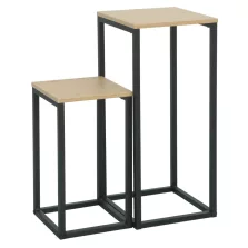 Kisasztalok, 2 db-os szett, tölgy/fekete, TOLSOS