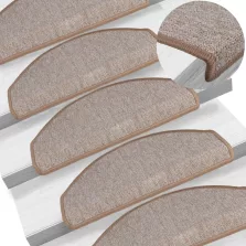   vidaXL 15 db világosbarna, félkör alakú, nagy lépcsőszőnyeg 65 x 24 x 4 cm