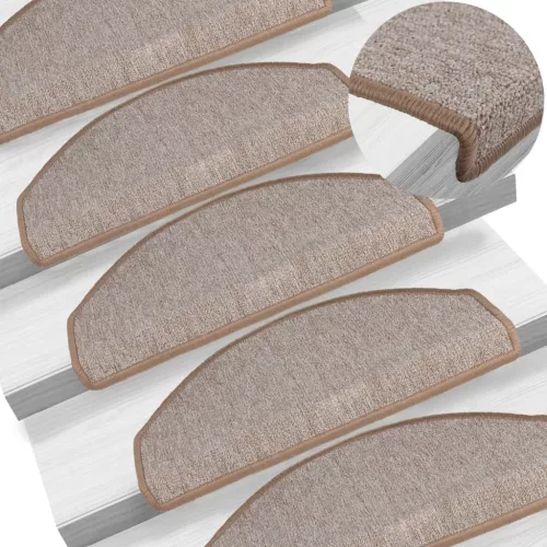 vidaXL 15 db világosbarna, félkör alakú, nagy lépcsőszőnyeg 65 x 24 x 4 cm