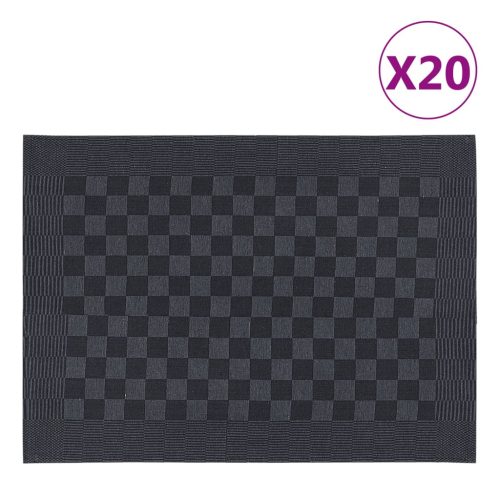 vidaXL 20 db fekete-szürke pamut konyhai törölköző 50 x 70 cm