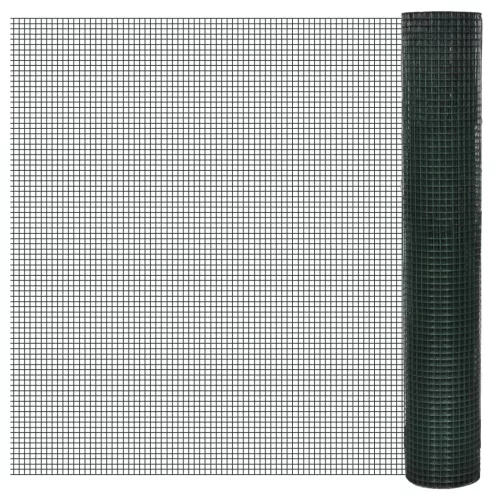 vidaXL zöld horganyzott csirkeháló drótkerítés PVC bevonattal 10 x 1 m
