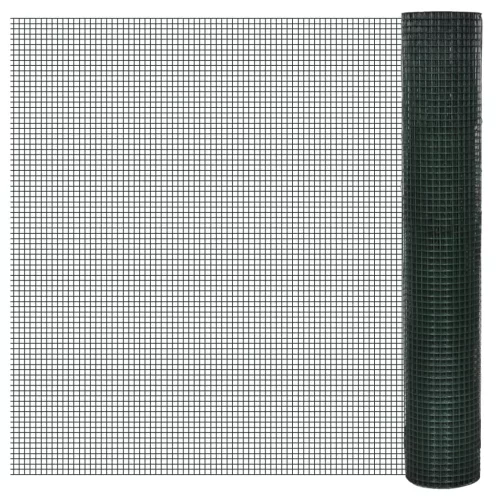 vidaXL zöld horganyzott csirkeháló drótkerítés PVC bevonattal 25 x 1 m