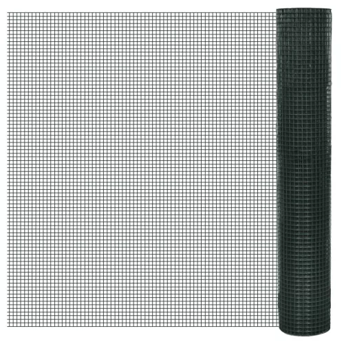 vidaXL zöld horganyzott csirkeháló drótkerítés PVC bevonattal 25 x 1 m