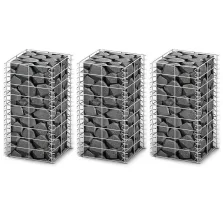   vidaXL  3 db gabion kosár horganyzott drótból 25 x 25 x 50 cm