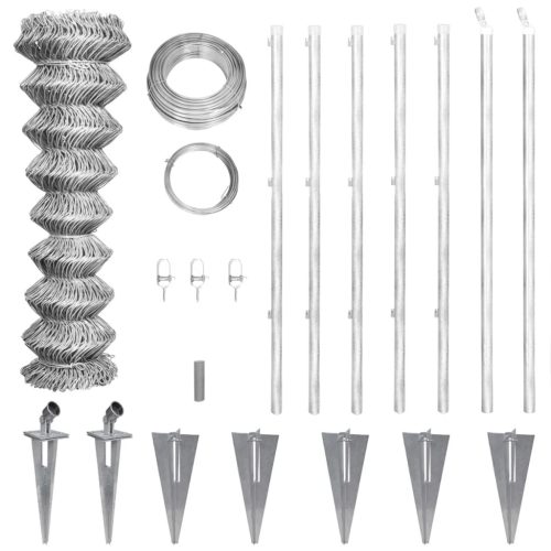 vidaXL horganyzott acél drótkerítés horgony tüskékkel 15 x 1,25 m