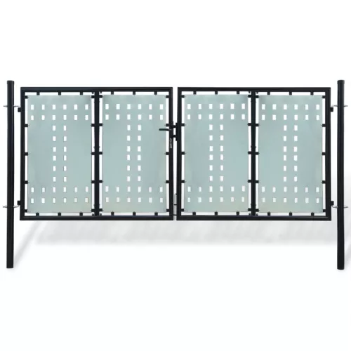 vidaXL fekete kerítés kapu 300 x 175 cm