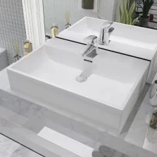   vidaXL Fehér kerámia mosdó csaptelep furattal 60,5x42,5x14,5 cm