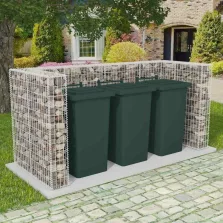   vidaXL acél gabion 3 db gurulós kukához 250 x 100 x 120 cm
