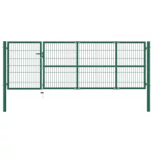   vidaXL zöld acél kerti kerítéskapu póznákkal 350 x 100 cm