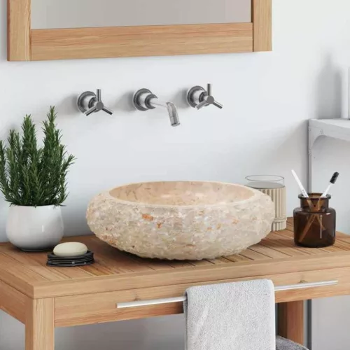 vidaXL krémszínű márvány mosdókagyló 40 x 12 cm