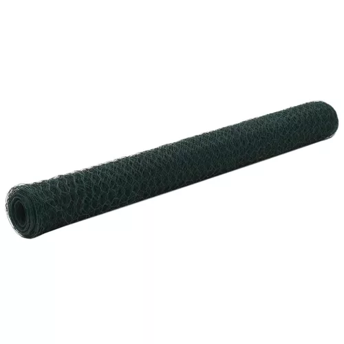 vidaXL zöld PVC-bevonatú acél csirkeháló drótkerítés 25 x 1,2 m