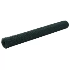   vidaXL zöld PVC-bevonatú acél csirkeháló drótkerítés 25 x 1,2 m