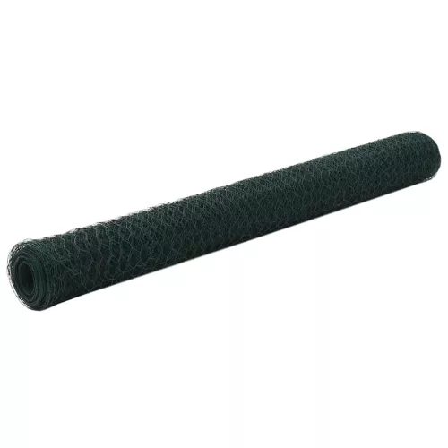 vidaXL zöld PVC-bevonatú acél csirkeháló drótkerítés 25 x 1,2 m