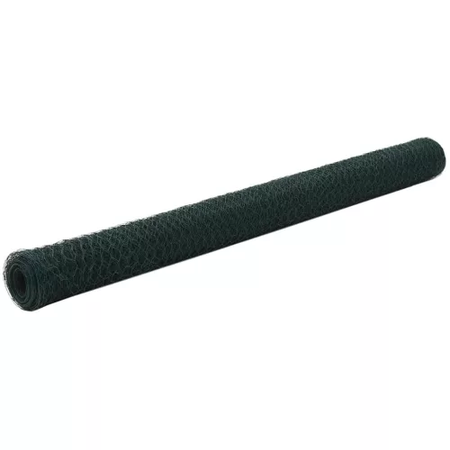 vidaXL zöld PVC-bevonatú acél csirkeháló drótkerítés 25 x 1,5 m