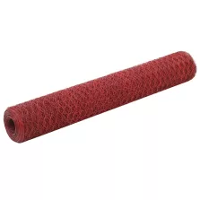   vidaXL piros PVC-bevonatú acél csirkeháló drótkerítés 25 x 1 m