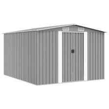 vidaXL szürke fém kerti fészer 257 x 298 x 178 cm