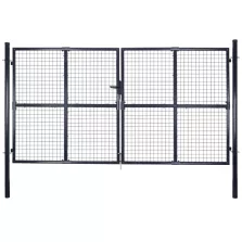   vidaXL szürke horganyzott acél hálós kerti kapu 300 x 150 cm