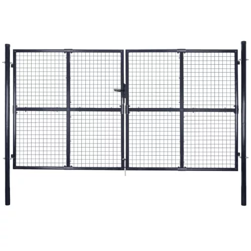 vidaXL szürke horganyzott acél hálós kerti kapu 300 x 150 cm