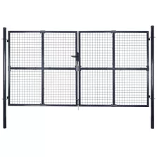   vidaXL szürke horganyzott acél hálós kerti kapu 306 x 175 cm