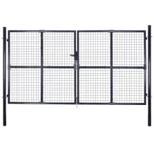   vidaXL szürke horganyzott acél hálós kerti kapu 306 x 200 cm