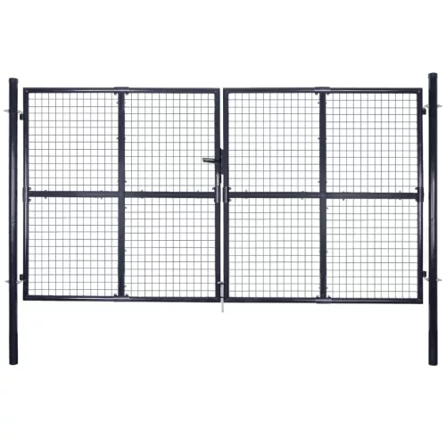 vidaXL szürke horganyzott acél hálós kerti kapu 306 x 200 cm