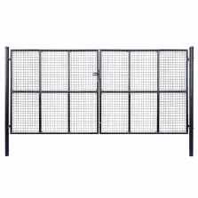   vidaXL szürke horganyzott acél hálós kerti kapu 400 x 175 cm