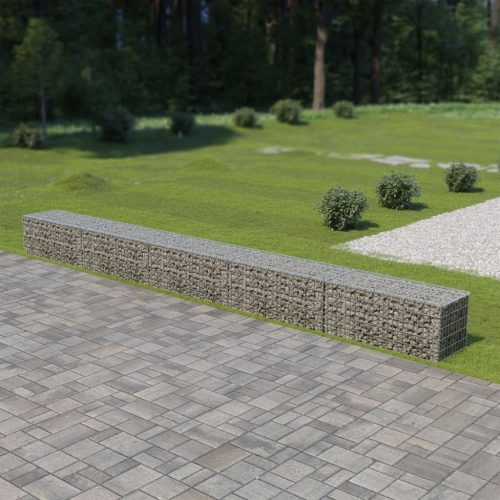 vidaXL horganyzott acél gabion fal fedéllel 600 x 50 x 50 cm