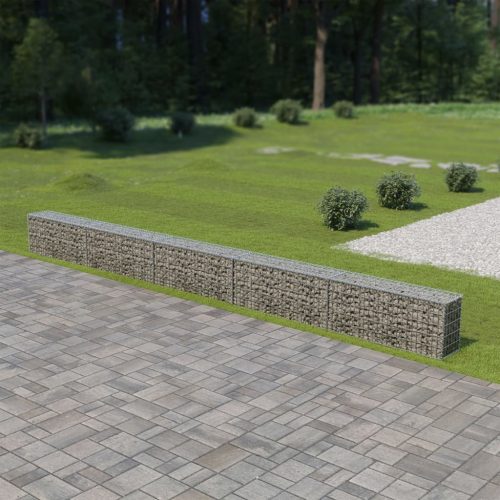 vidaXL horganyzott acél gabion fal fedéllel 600 x 30 x 50 cm