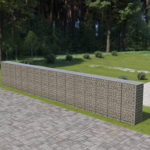 vidaXL horganyzott acél gabion fal fedéllel 900 x 50 x 150 cm