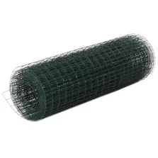  vidaXL zöld PVC-bevonatú acél csirkeháló drótkerítés 10 x 0,5 m