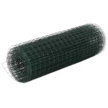   vidaXL zöld PVC-bevonatú acél csirkeháló drótkerítés 25 x 0,5 m