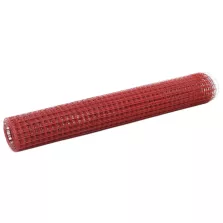   vidaXL piros PVC-bevonatú acél csirkeháló drótkerítés 10 x 1 m