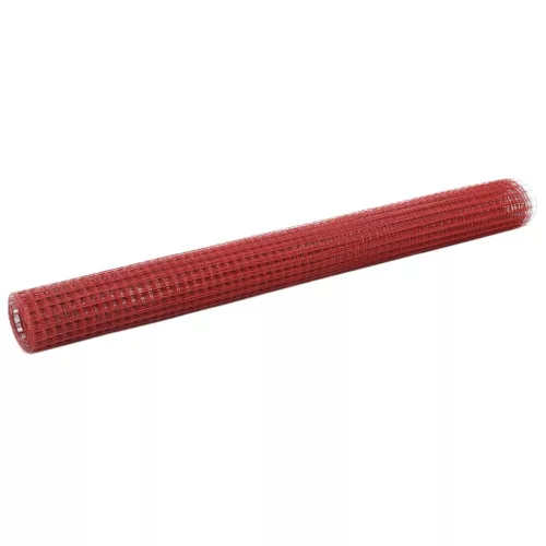 vidaXL piros PVC-bevonatú acél csirkeháló drótkerítés 25 x 1,5 m